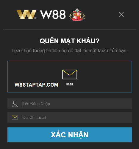 Hướng Dẫn Đăng Nhập W88 Và Sự Cố Thường Gặp 6 Nhập thông tin quên mật khẩu W88
